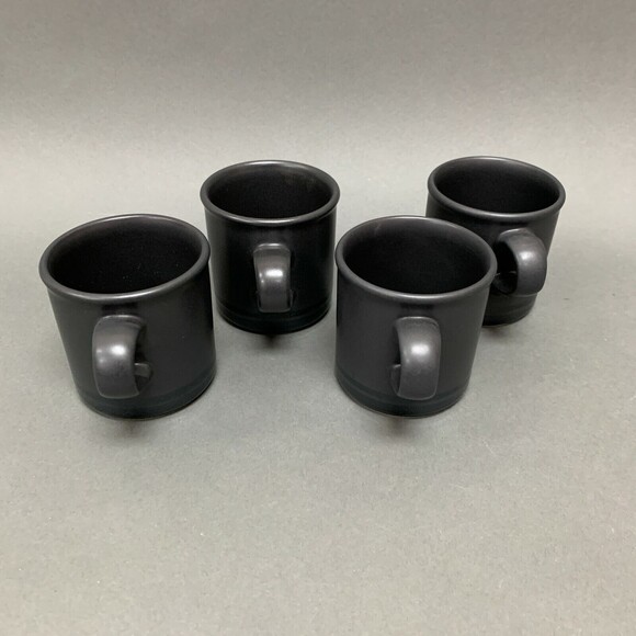 Pfaltzgraff Midnight Sun Black Coffee Cups Mugs Lot of 4 - Picture 3 of 8